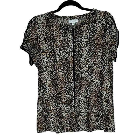 Calvin Klein Tops - Calvin Klein Leopard Print Split Sleeve Blouse – Size L